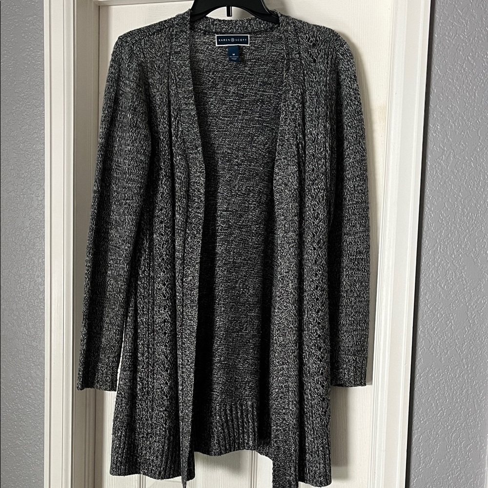 Karen Scott Women's Gray Open-Front Cardigan